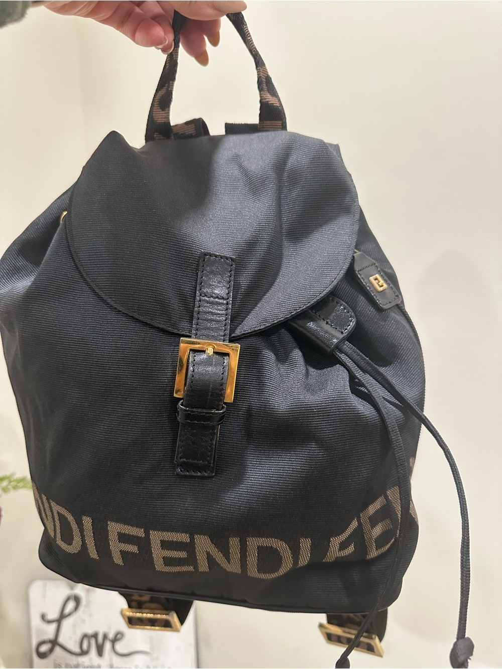 Fendi Vintage Nylon Drawstring Backpack; GUC - Picture 2 of 16